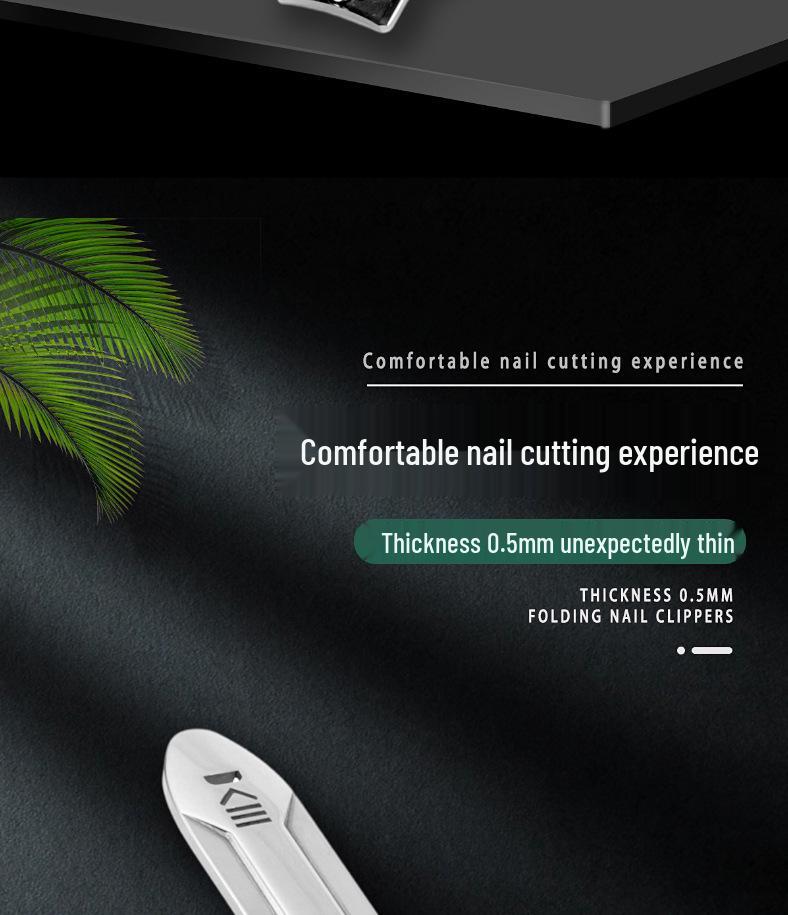 Foldable Stainless Steel Flat-Edge Nail Clippers - Portable Manicure and Toenail Tools.