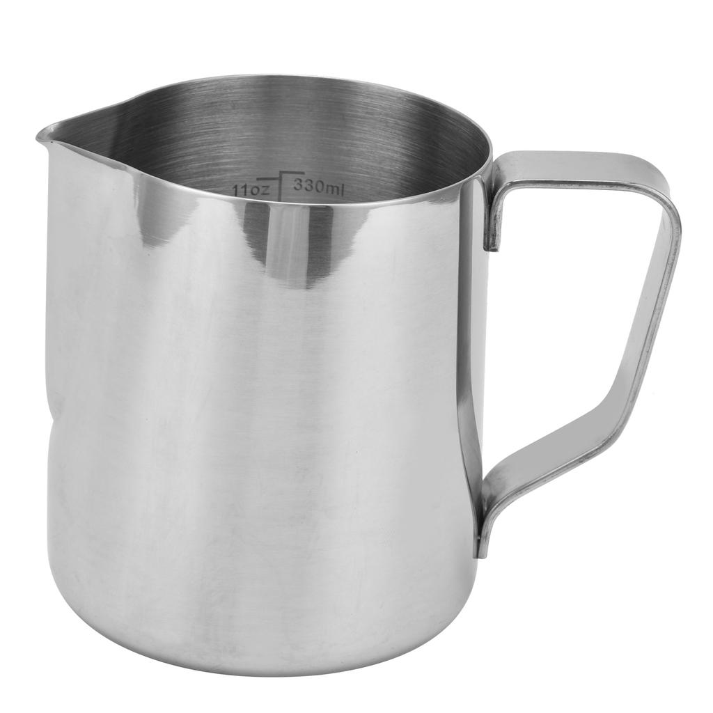 Kaffeebecher aus Edelstahl 304 mit innerer Skala, spitzem Ausguss, Milchaufschäumbecher für Zuhause, Küche, 350 ml