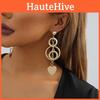 Elegant Gold Alloy Heart Shaped Dangle Earrings For Women Trendy 2023 Winter Fashion