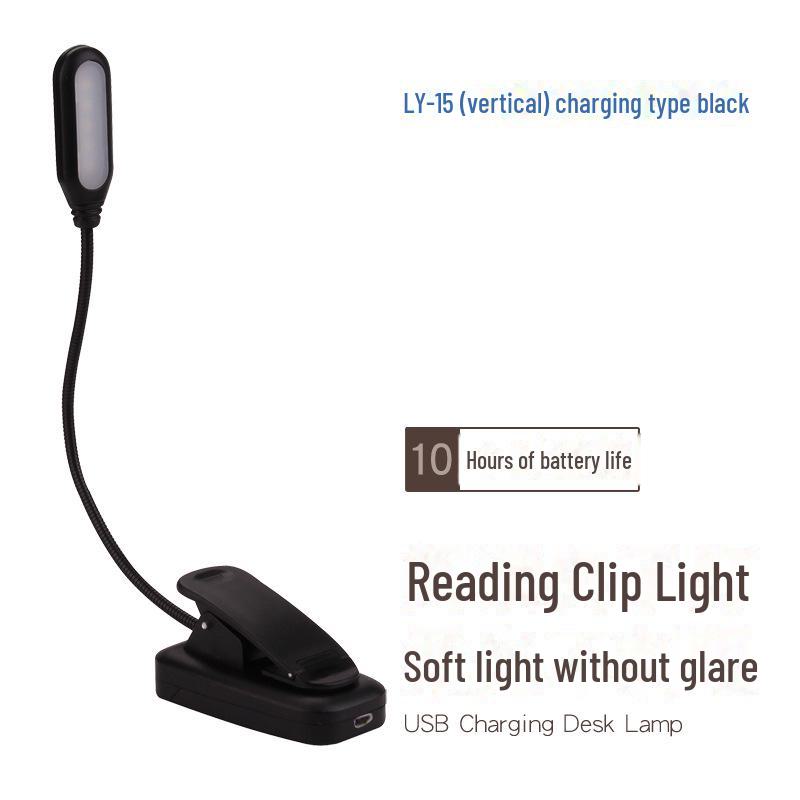 LED Desk Lamp with USB Charging, Eye Protection for Students, Bedside Dormitory Clip-On Reading Light with Adjustable Hose