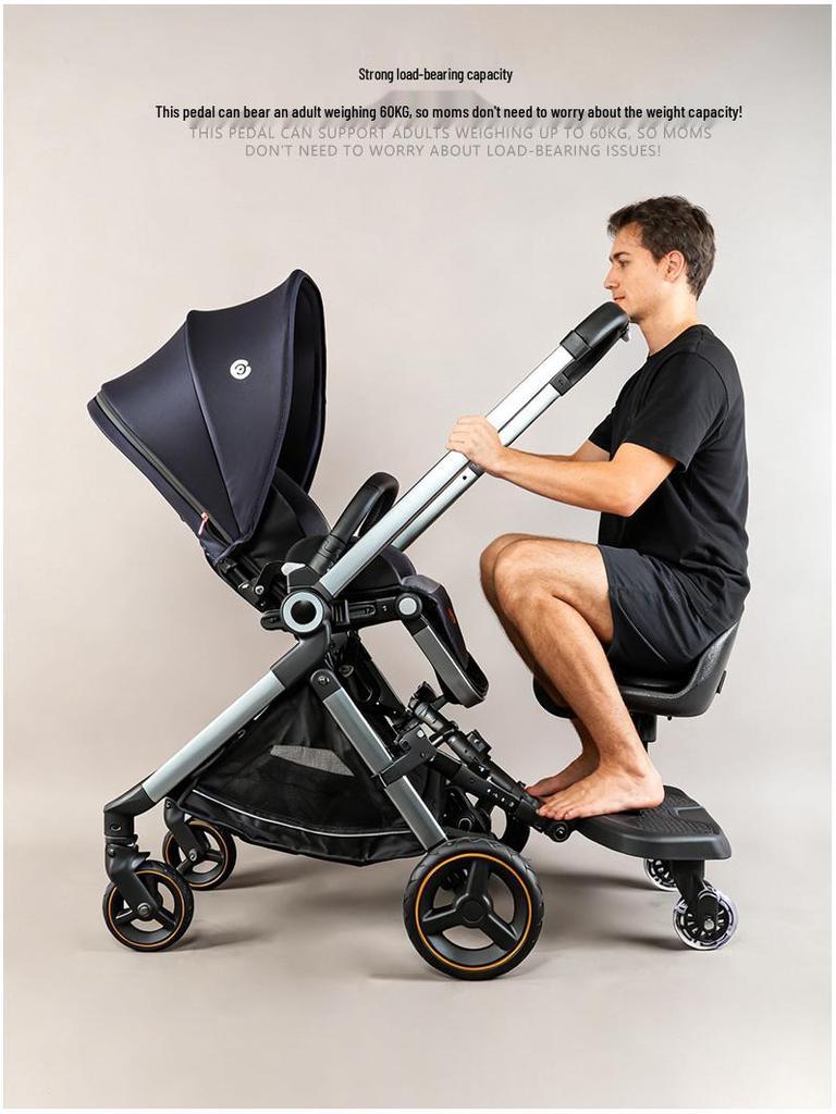 Convertible Two-Way Baby Stroller with Attachable Pedal and Shock-Absorbing Wheels