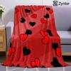 Red Black Heart Lightweight Microfiber Soft Christmas Fleece Blanket Warm Cozy Throw for Bed Sofa Office Travel All Season