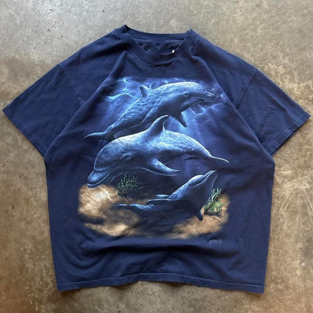 90s dolphinGraphic Navy Tee Unisex Short Sleeve TShirt Unisex T-Shirt