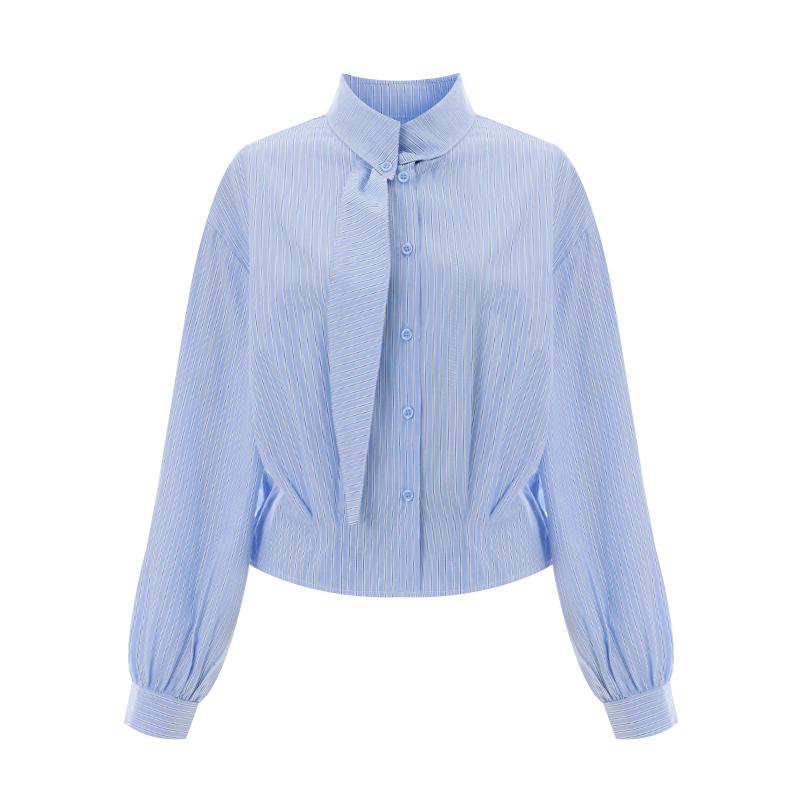 TVIEW Hole Tie Pin Tuck Shirt Blouse_V6A-Cbl032
