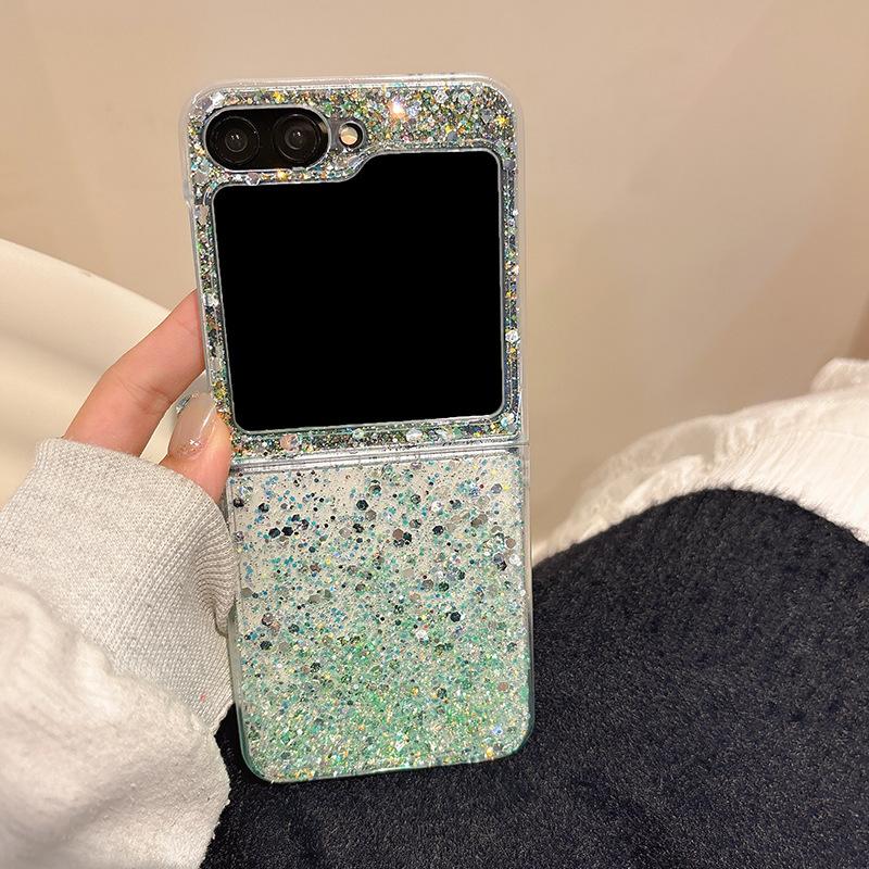 For Samsung Zflip6 Mobile Phone Case Glue Glitter Sequin Fold5 Clamshell Folding Screen W24flip Women's Model