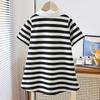 Children's Dress Girls' Summer Korean Edition Striped Strawberry Lapel Casual Dresses