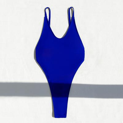 Traje de baño de una pieza con cuello en V, sin mangas y sexy, con espalda descubierta y realce de figura.