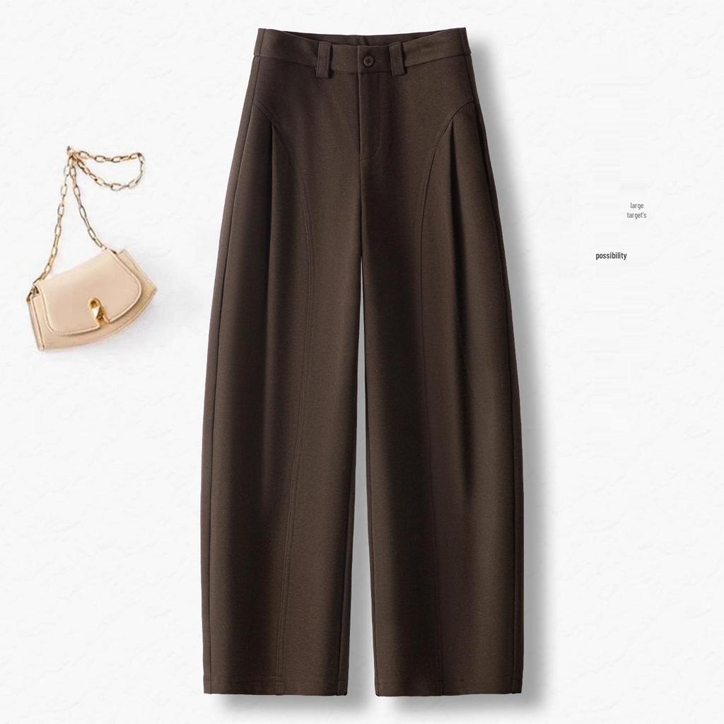 Woolen High-Waisted Wide-Leg Pants for Women - Autumn/Winter 2025, Casual Loose Fit, Thickened Drape.