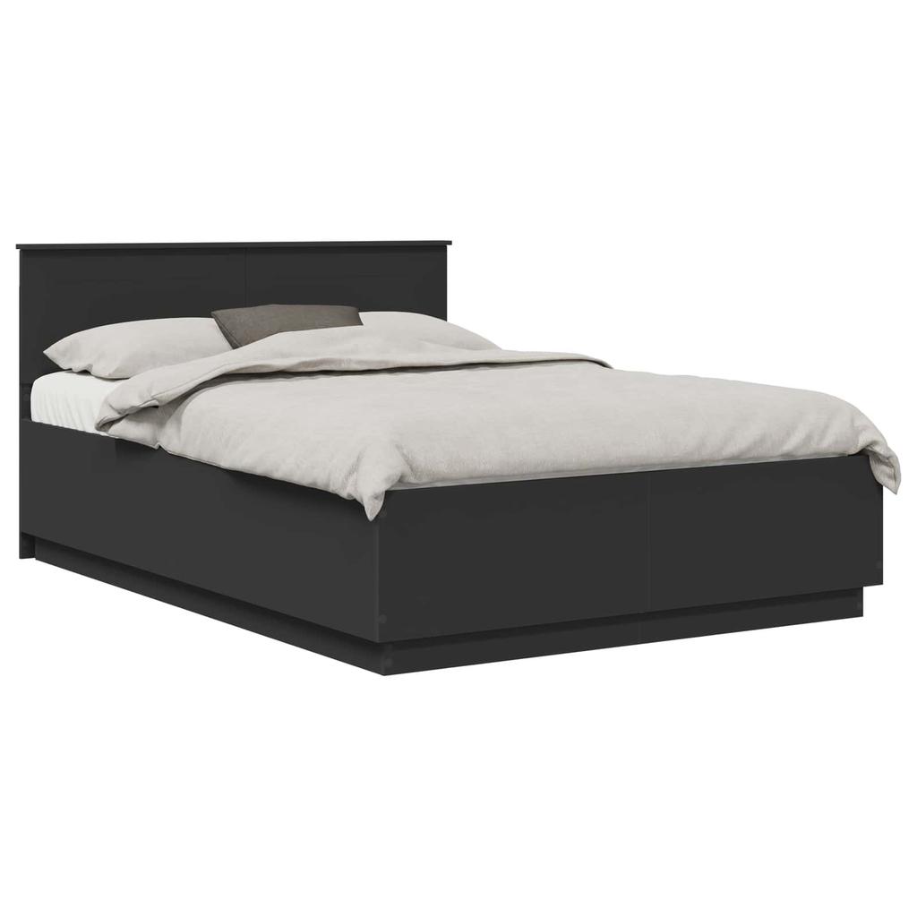 Bed Frame with Headboard Black 150 x 200 cm Engineered Wood