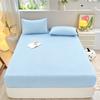 Solid Color Brushed Fitted Sheet Set Simple Mattress Protector Soft Breathable Bed Cover for Home Bedroom
