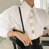 Lantern Topuri cu mânecă lungă Office Lady Bluse solide Cămașă albă cu nasturi șic Femei Primăvară Casual Versatile Cămăși largi