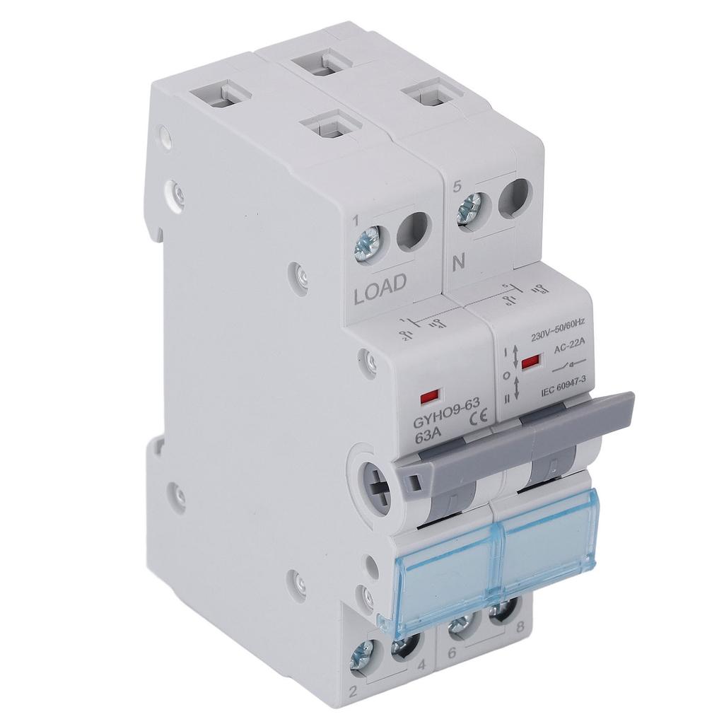 Manual Transfer Switch 2P 63A DIN35mm Rail Mount Double Power Generator Transfer Switch