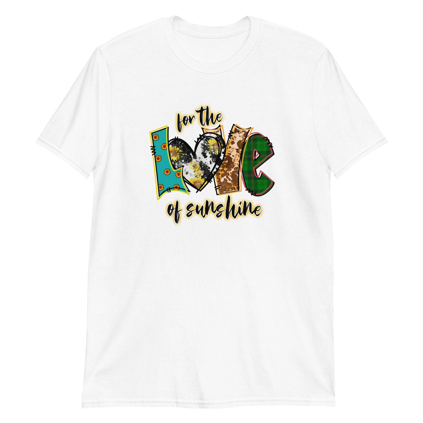 For the Love of Sunshine Unisex 100% Cotton T-shirt Mens Tees Top, Flower Heart Nature Beach Holiday S