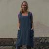 Women's Cotton and Linen Apron, Home Wear, Loose Long Dress