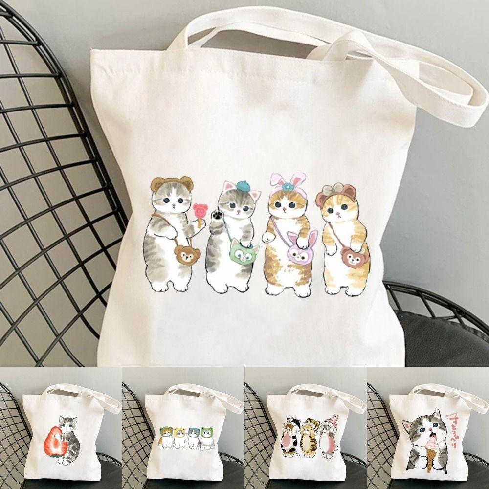 

Large Capacity Cute Shoulder Bag Soft Schoolbag Portable Canvas Handbag Women Girls