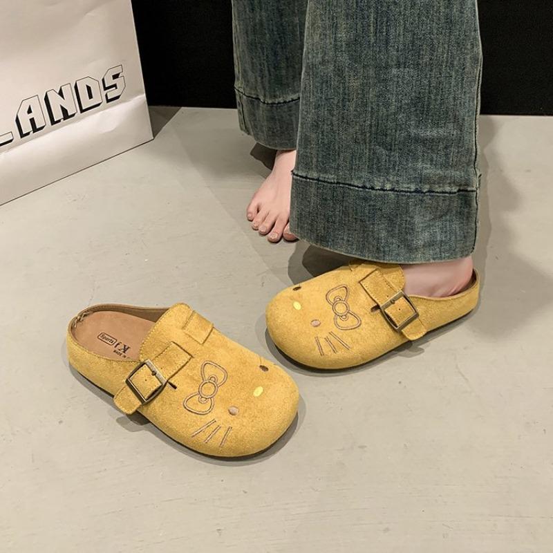 

Fashion small cute cartoon bag head half slippers women s shoes spring and summer new lazy slippers 35 жёлтый