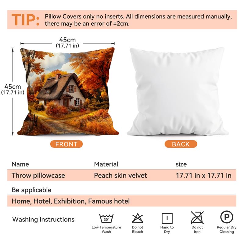 Autumn Maple Leaves Cushion Pillowcase Printed Polyester 45X45Cm Throw Pillowcover Decorative Sofa Cushion Pillowslip Home Decor