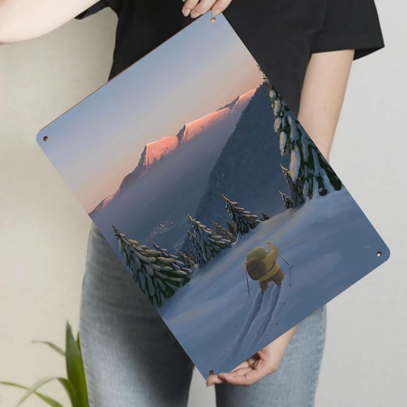 Custom Snow Mountain Sunset Landscape Metal Wall Art Decor for Living RoomModernHome Decor 20x30cm(7.8x11.8inch)