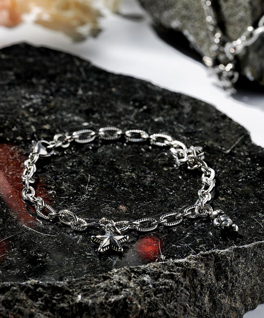 Polalita Surgical Chain Teddy Bear Star Charm Point Bracelet (Plt-Br-002_Sv)