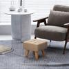 Fußhocker Wohnzimmer Hocker Polsterstoff Sitz mit Holzbeinen 27 x 27 x 26 cm Hellbraun