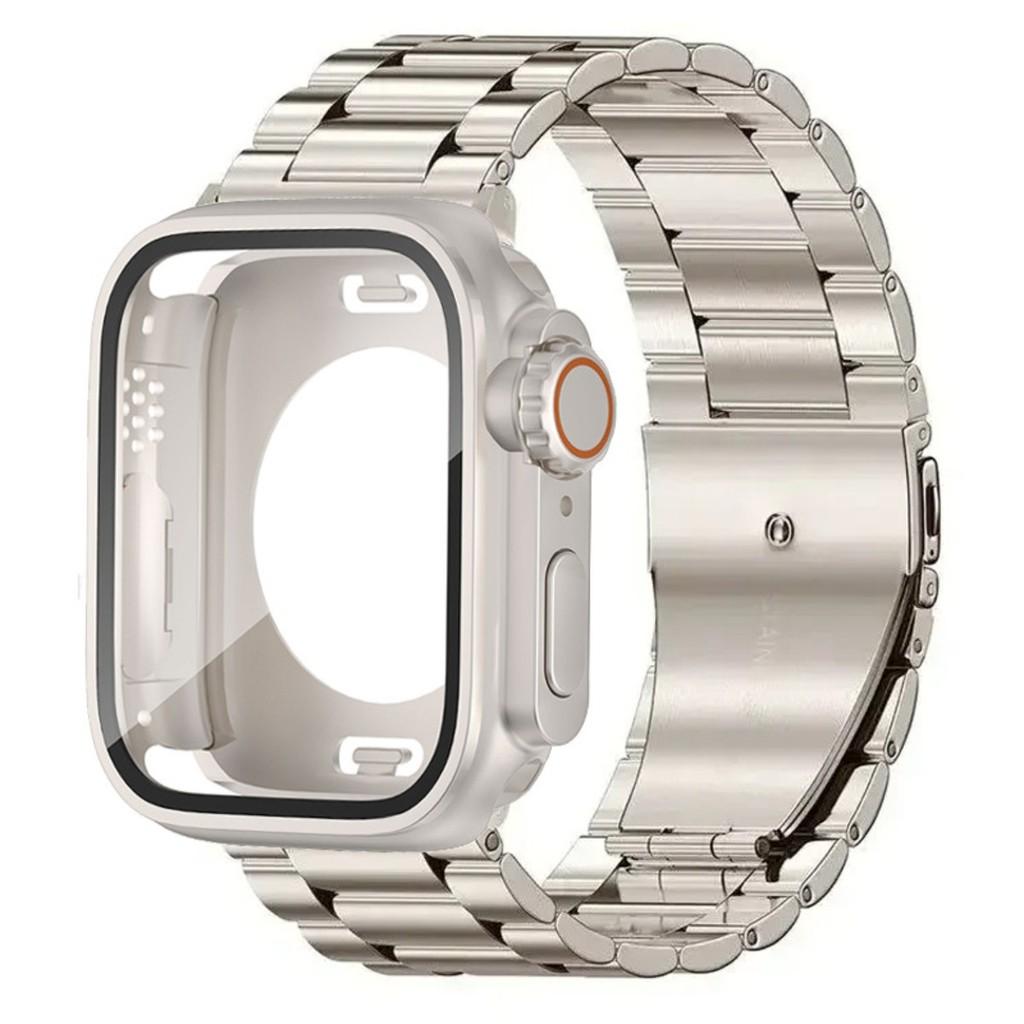 Glass Case+Metal Stainless Steel Strap For Apple Watch S11 S10 42mm 46mm 45mm 44mm 41mm 40mm iWatch Series 11 10 9 8 7 6 5 4 se