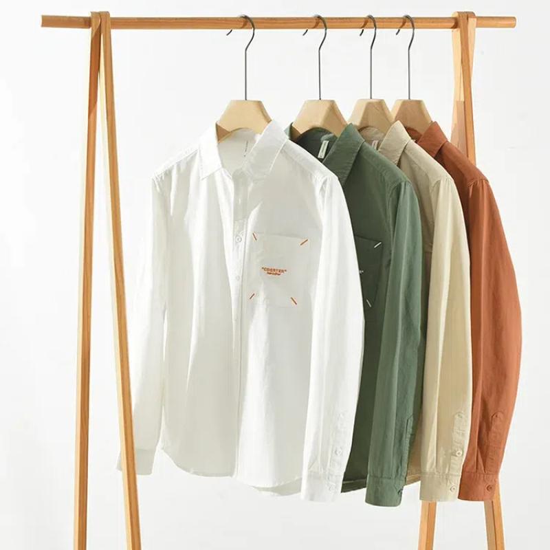 Spring and Summer Long Sleeve Men Shirt Casual 100cotton Soft and Comfortable Button Shirt with Pocket Daily Simple Style Versatile Men Tops