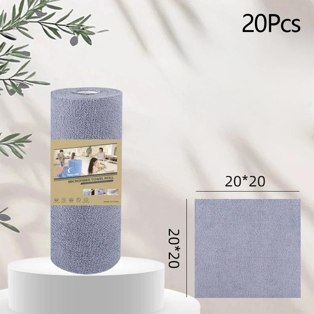 Microfiber Towel Rolls Dish Rags Wash Paper Towel  2026 Double Sided Cleaning Wipe Household Kitchen Cloth 1 Roll of 20 Sheets