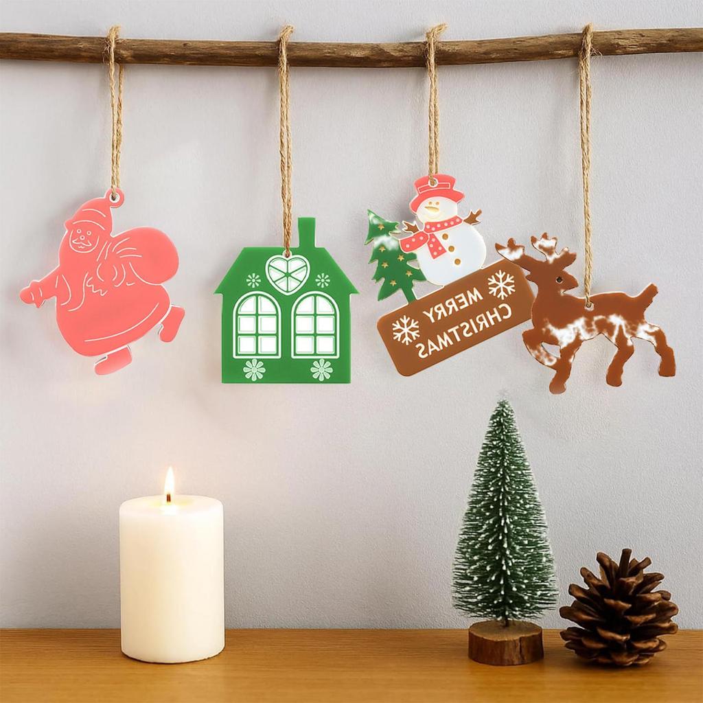 Christmas Molds Christmas Ornaments Resin Pendant Molds Snowflake Home Decor for Kitchen Window Shelf Plaster Wax Clay Fondant