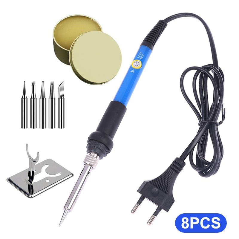 1/3/5/7/8/9Pcs Adjustable Temperature Electric Soldering Iron 220V 60W Welding Solder Rework Station Heat Pencil Tips Repair