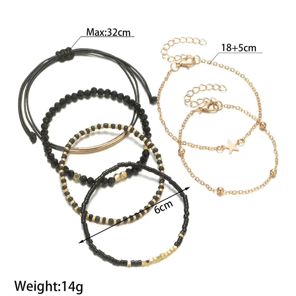 Set Braccialetti Stella Marina con Perline di Riso 6 Pezzi Braccialetti alla Moda Oceanici Fatti a Mano per Donne