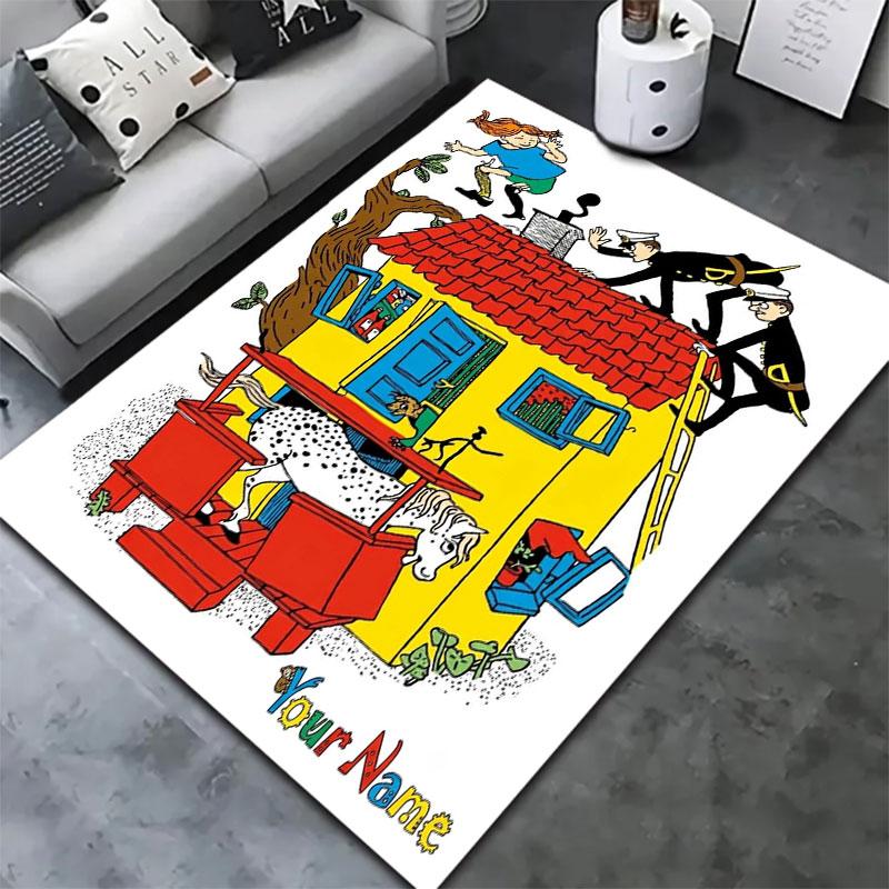 Pippi Longstocking Custom Name Carpet Rug for Living Room Bedroom Home Sofa Decoration,Kids play Non-slip Floor Mat