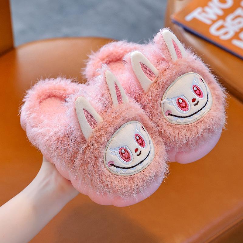 Boys' and Girls' Cozy Winter Slippers - Thick-Sole, Non-Slip, Plush Velvet, Indoor Warmth