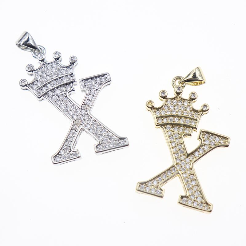 26 English Letters Women'S Letters Crown Pendant Necklace Zircon Pendant Jewelry