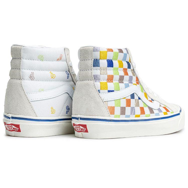 Vans Sk8 Colorful Checkerboard Fabric Leather Casual High-Top Skate Shoes Unisex Sneakers Beige VN0A5KRIAVZ