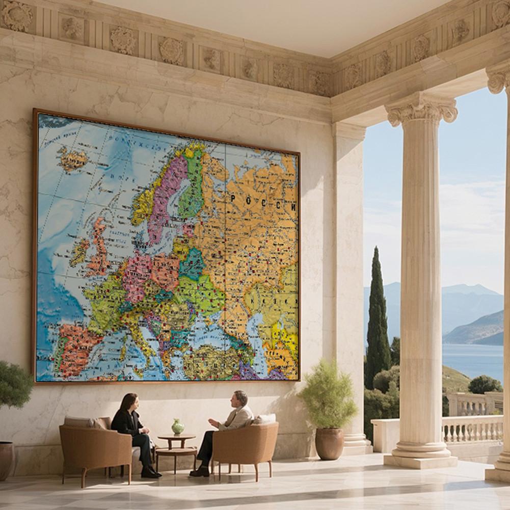 Russian Map-Europe Map-Political Distribution Map,Wall Art Posters,Tourism/Educational Tool,Decorative Hanging Picture