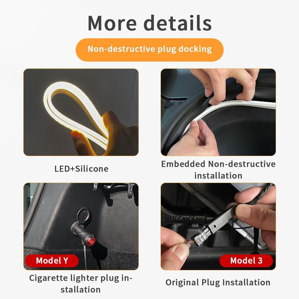 for Tesla Model 3 2017 2018 2019 2020 2021 2022 2023 LED Rear Trunk Cargo Light Interior Decoration Lights Accessories Waterproof DC 15V White Light