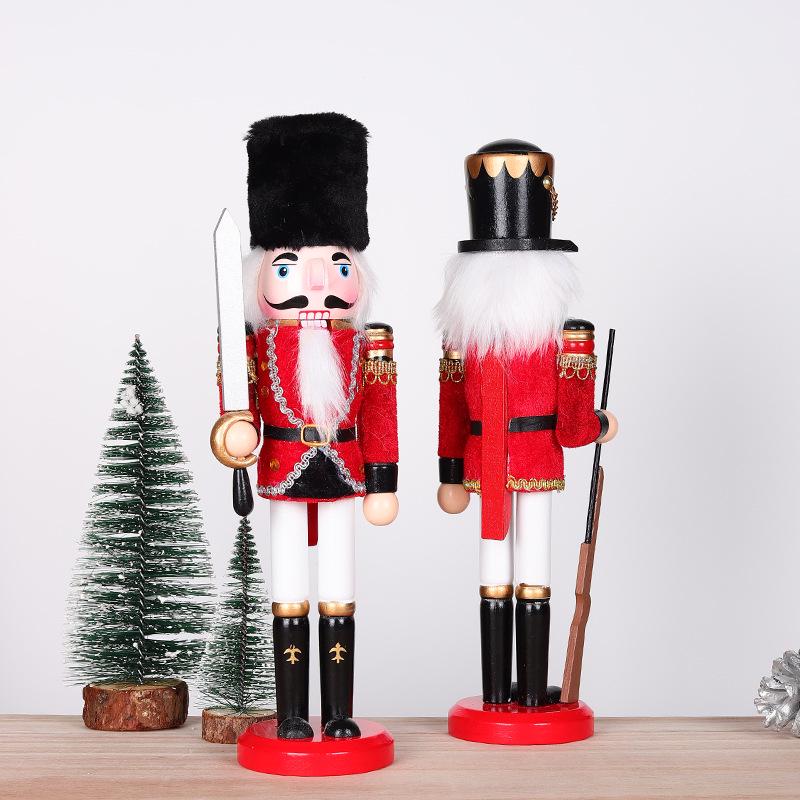 30CM Wooden Nutcracker Christmas Ornament with Cloth Wrap