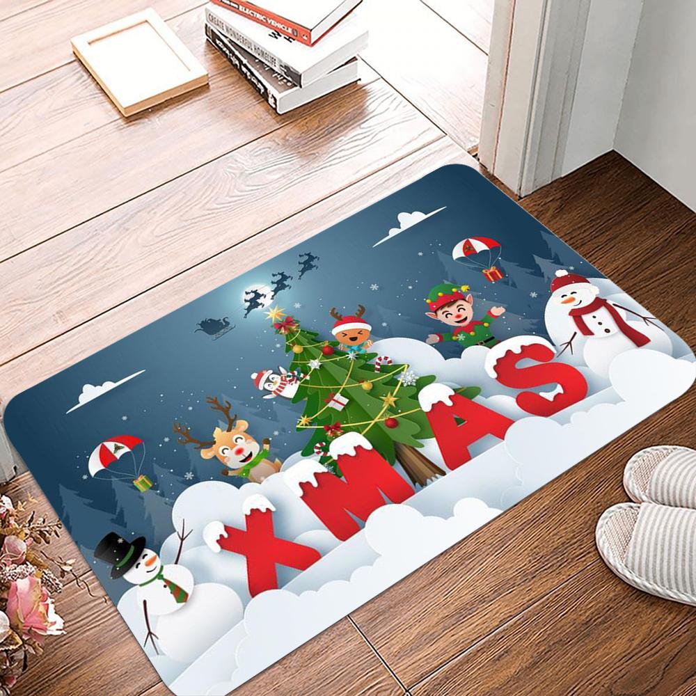 Christmas Door Mat Santa Claus Outdoor Carpet Merry Christmas Decorations for Home Welcome Mat Carpet for Entrance Door