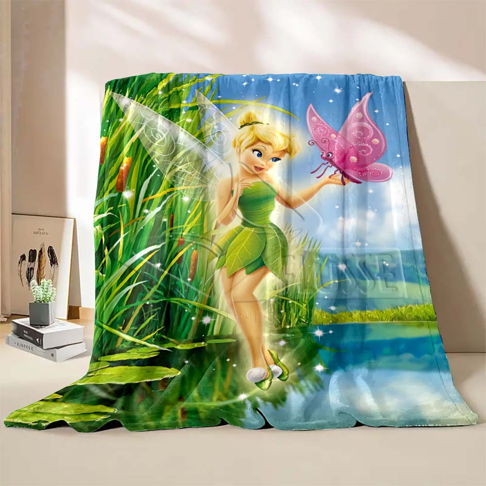Multi-Style Tinker Bell Cartoon Print Blanket Super Warm Fluffy Bedroom Living Room Sofa Study Office Four Seasons Blanket Gift