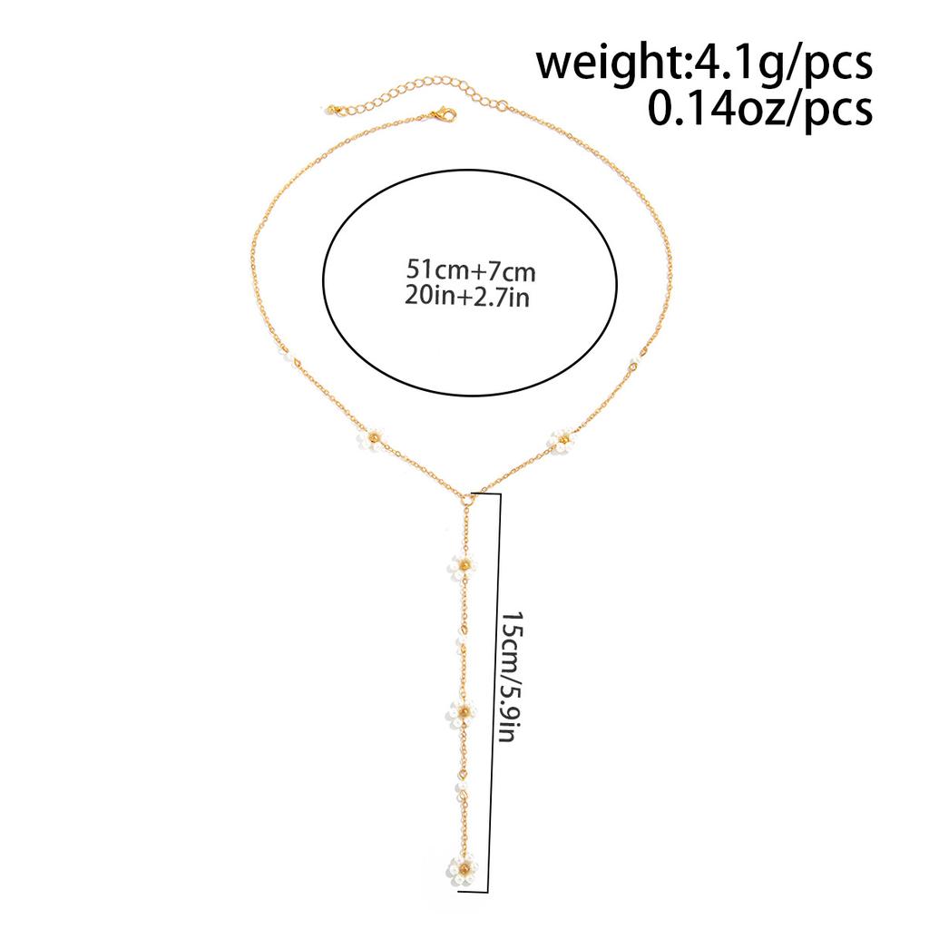 2025 Y Shaped Pearl Small Flower Necklaces for Women Long Tassel Crystal Chain Necklace Elegent Y2K Jewelry Wedding Gifts