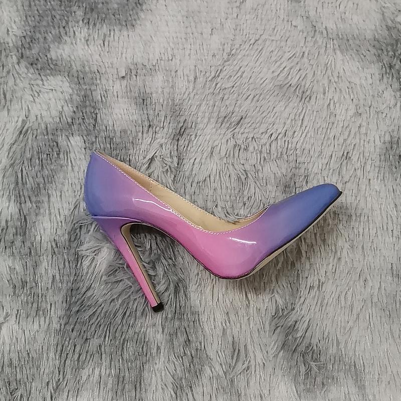 Damen Pumps Mode Farbverlauf High Heels Klassische spitze Zehen Dünne Ferse Stilettos Schiff auf Jazz Dance Party Hochzeitsschuhe