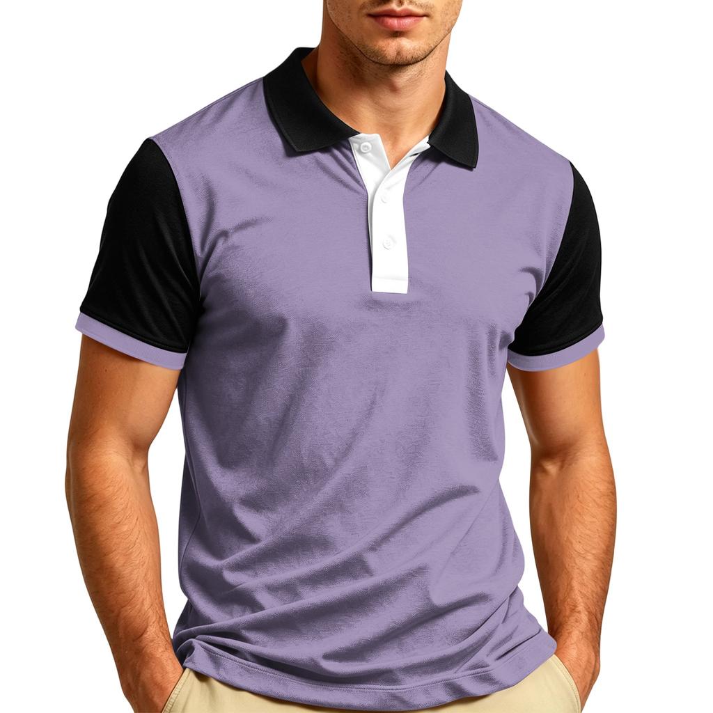Maglietta Polo Casual da Uomo a Manica Corta con Collo T-shirt Tessuto Leggero Traspirante Morbido Top Estivo