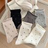 Women's Fall Ballet-Style Polka Dot Mid-Calf Cotton Scrunch Socks with Rolled Edge