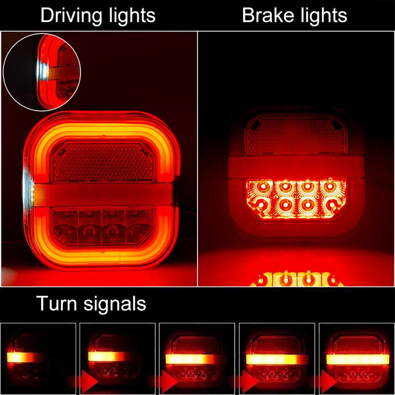 For Truck UTV ATV Van Square 12V 24V Car Tail Lamp Car Accessories License Plate Lamp Taillight Turn Signal Indicator 28 LED