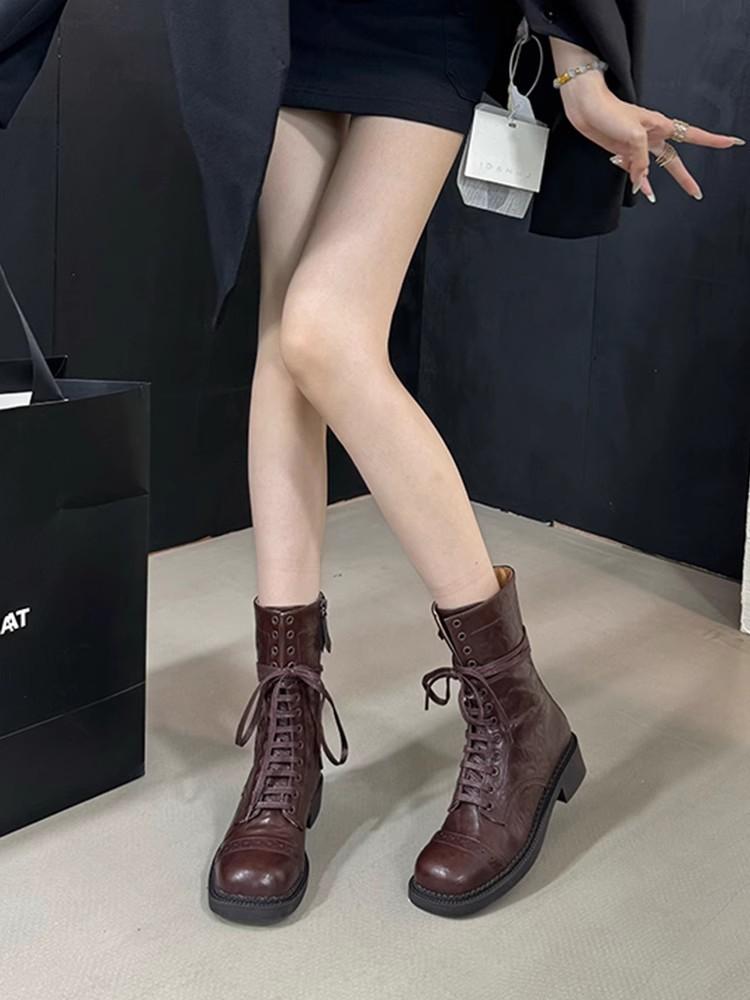 

Retro Martin boots children s 2025 autumn and winter new women s boots thick-soled short boots niche design sense lace-up short boots women 35