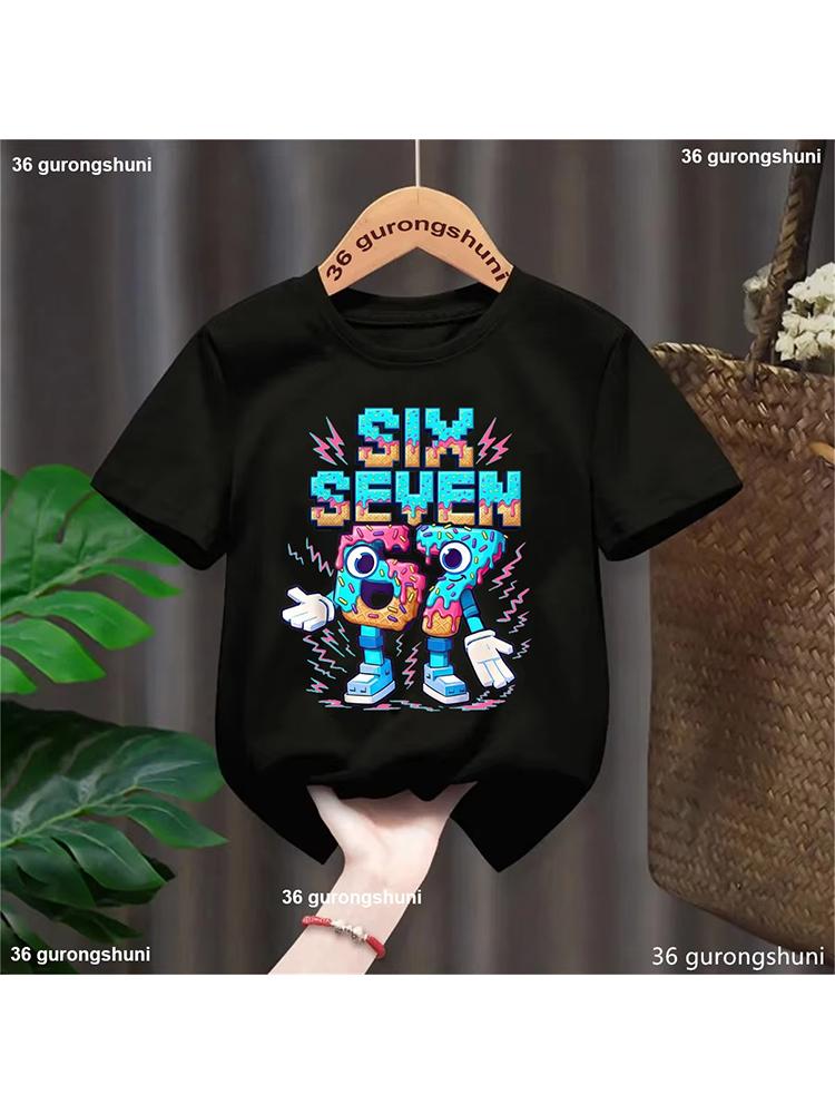Kids 67 Donut Cartoon Character TShirt Breathable Cotton Casual Streetwear Topdf0199 100