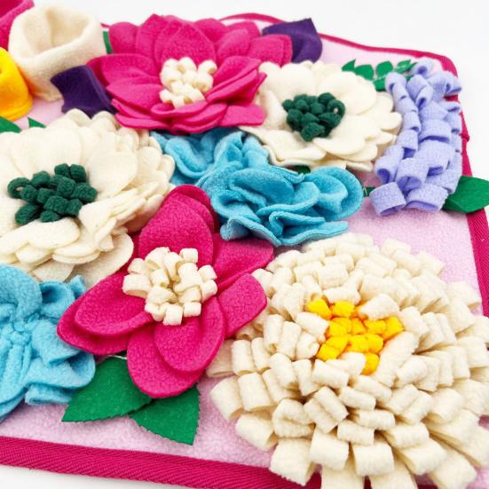 Pet Snuffle Mat Washable Dog Snuffle Mat Multi Flower Design Slow Feeding Mat Encourages Natural Foraging Skills for Dogs Smell Training Anxiety