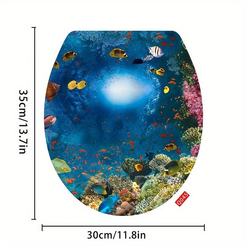 

Cartoon 3D Sea World Toilet Sticker Bathroom Toilet Cover Bathtub Waterproof Durable Removable Home Decoration Vinyl Decals (as the picture,35x30CM)