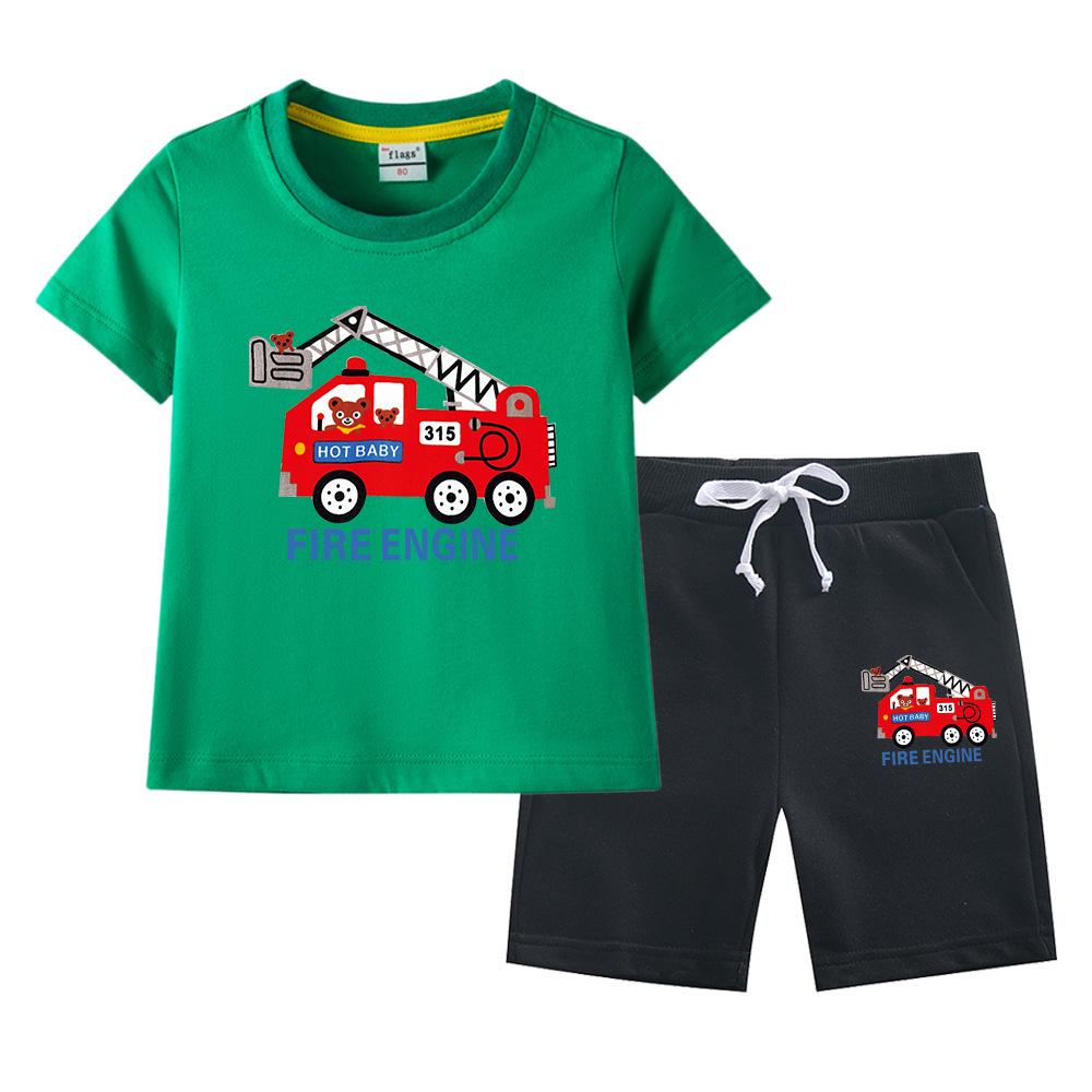 Boys' Summer 2023 Loose Short-Sleeve Shorts Two-Piece Set for Kids