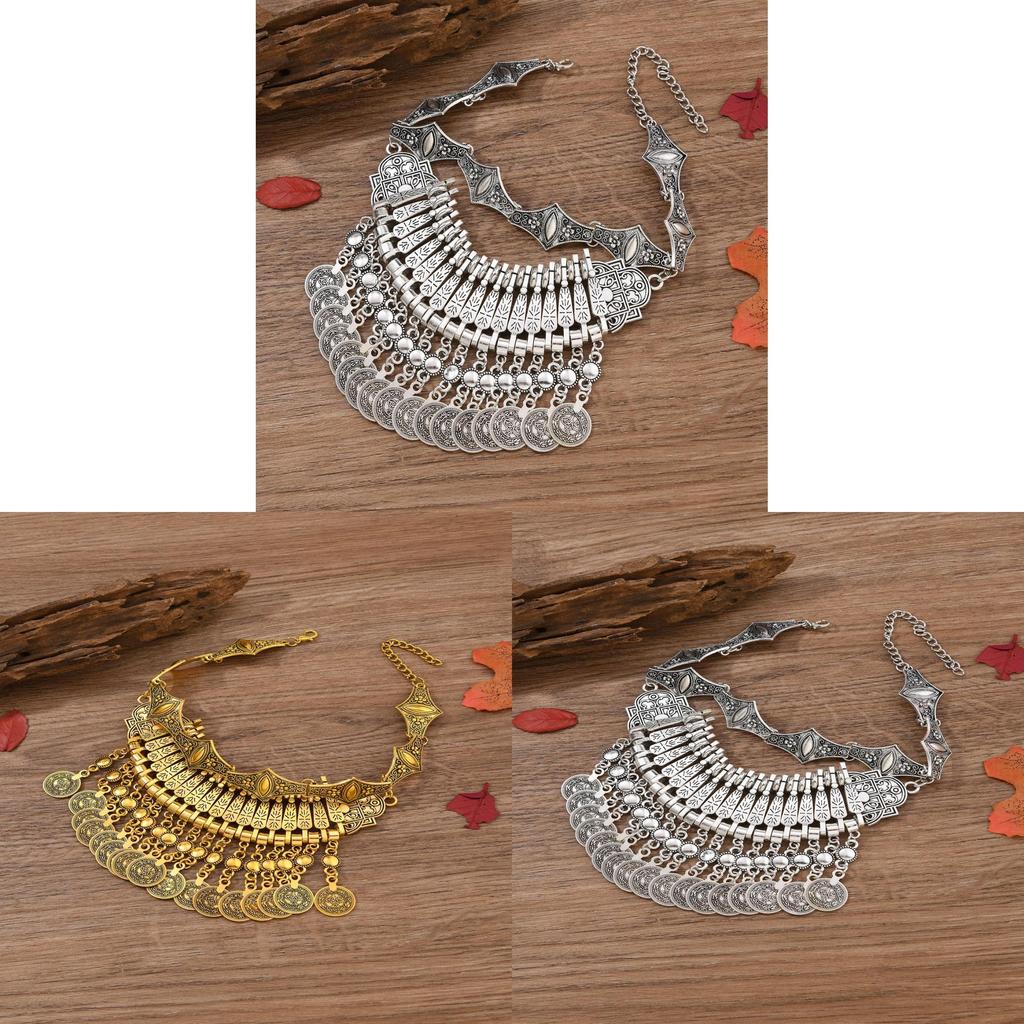 Etnisk Vintage Bohemisk Lång Mynt Halsband Med Tofs Mynt Hänge Design För Kvinnor